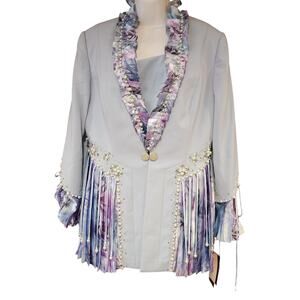 NWT Elite Champagne Blue And Purple‎ Fringe Church Blazer And Tank set sz 12